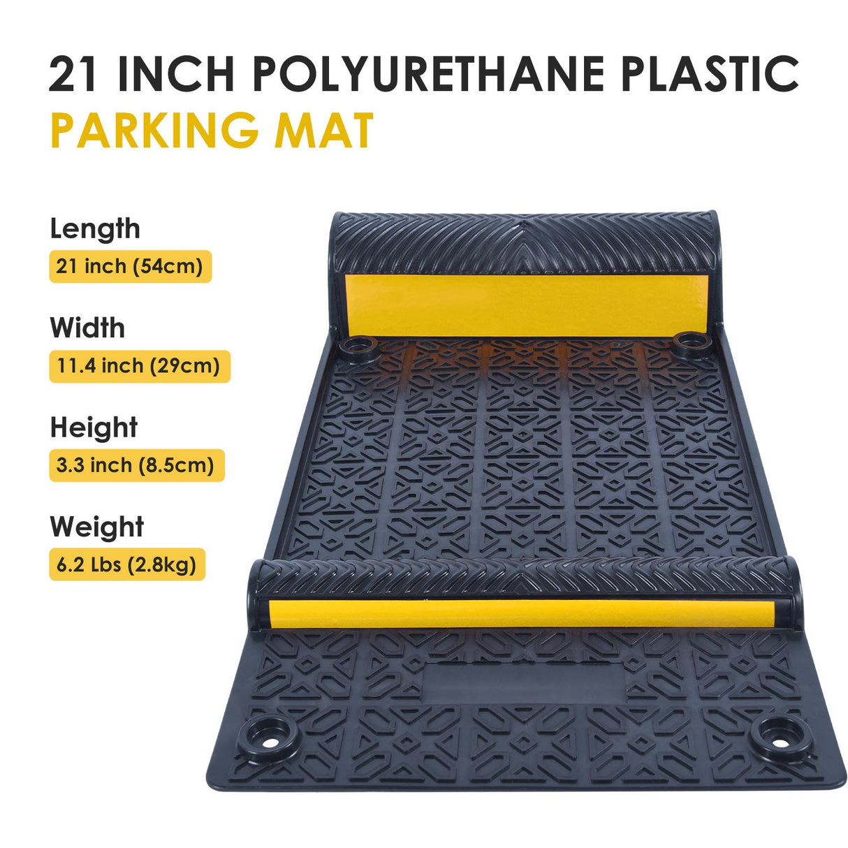 4PCS Car Parking Mat Self Adhesive with Yellow Reflective - Top View | Besea Cone