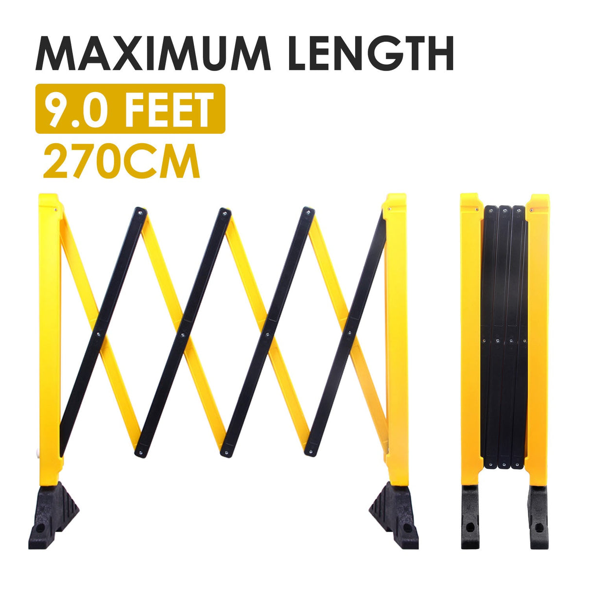 270 CM Expandable Barrier with Heavy Base - Side View | Besea Cone