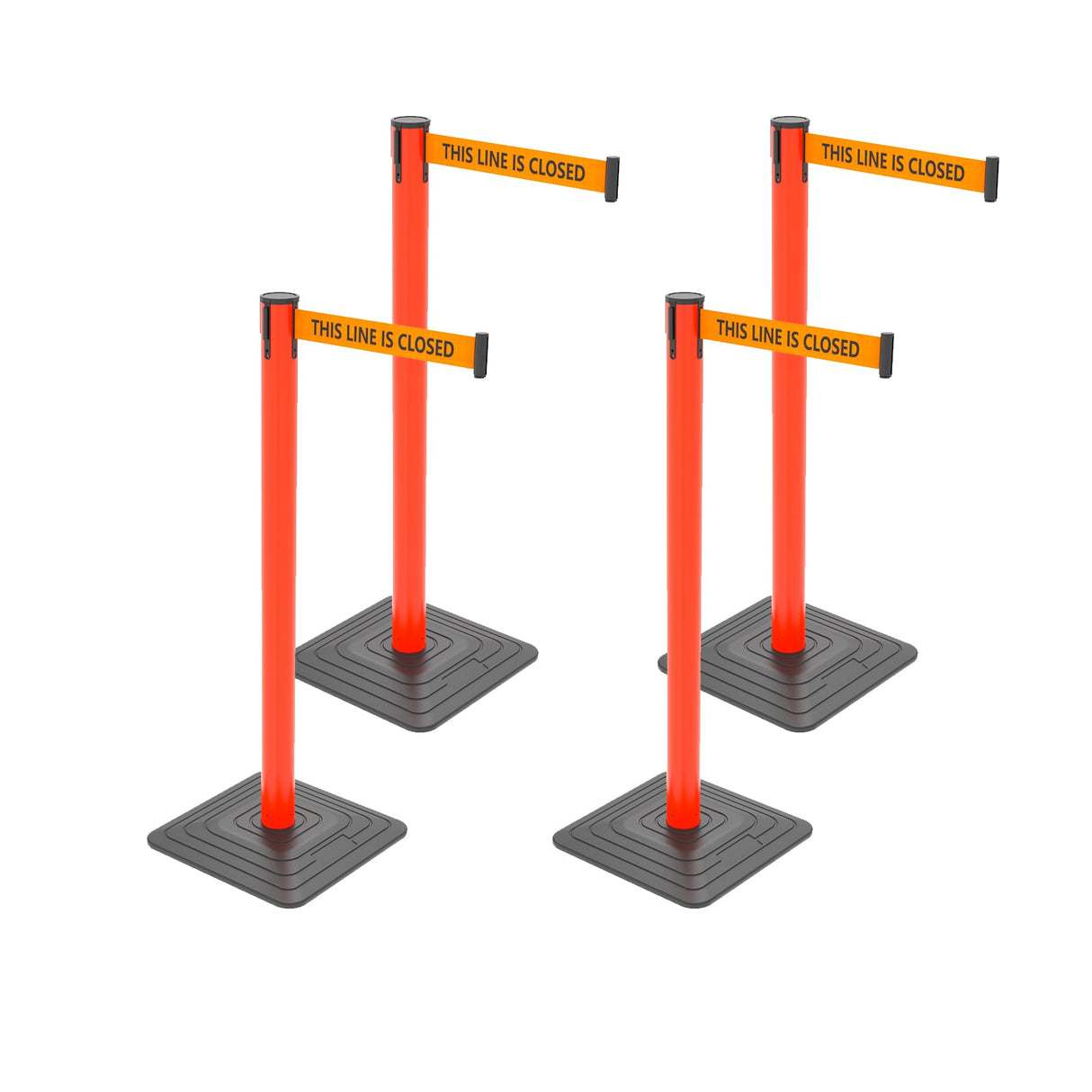 4-Pack 10ft Retractable Belt Barriers with "Caution - Do - View 39 | Besea Cone