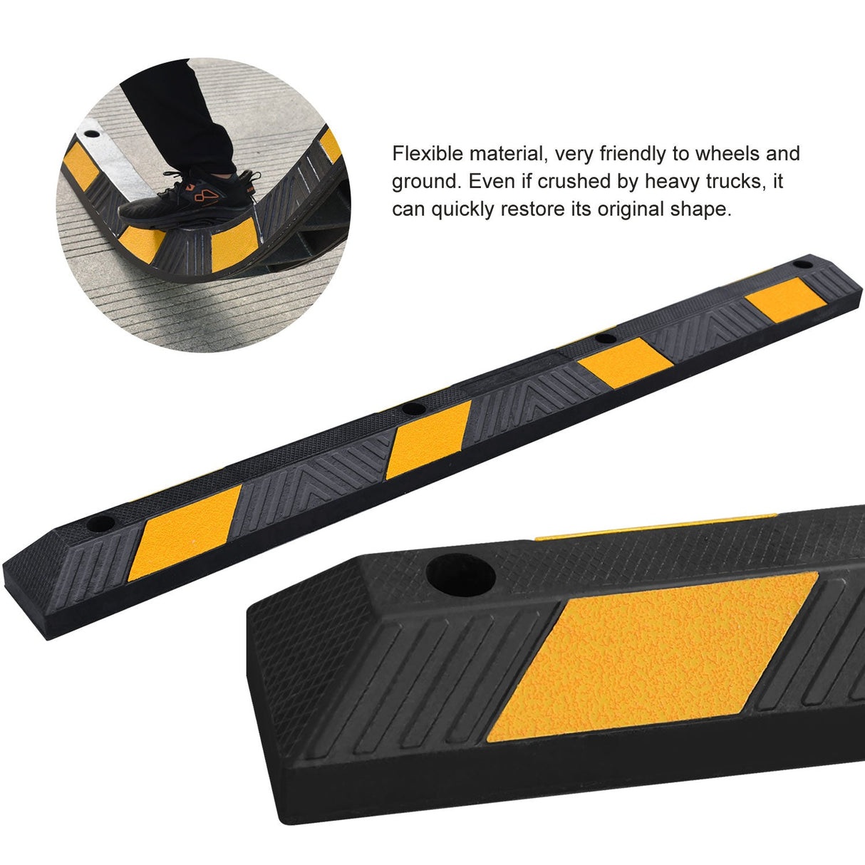 Heavy Duty Rubber Parking Curb with Beads Reflector - Detail | Besea Cone
