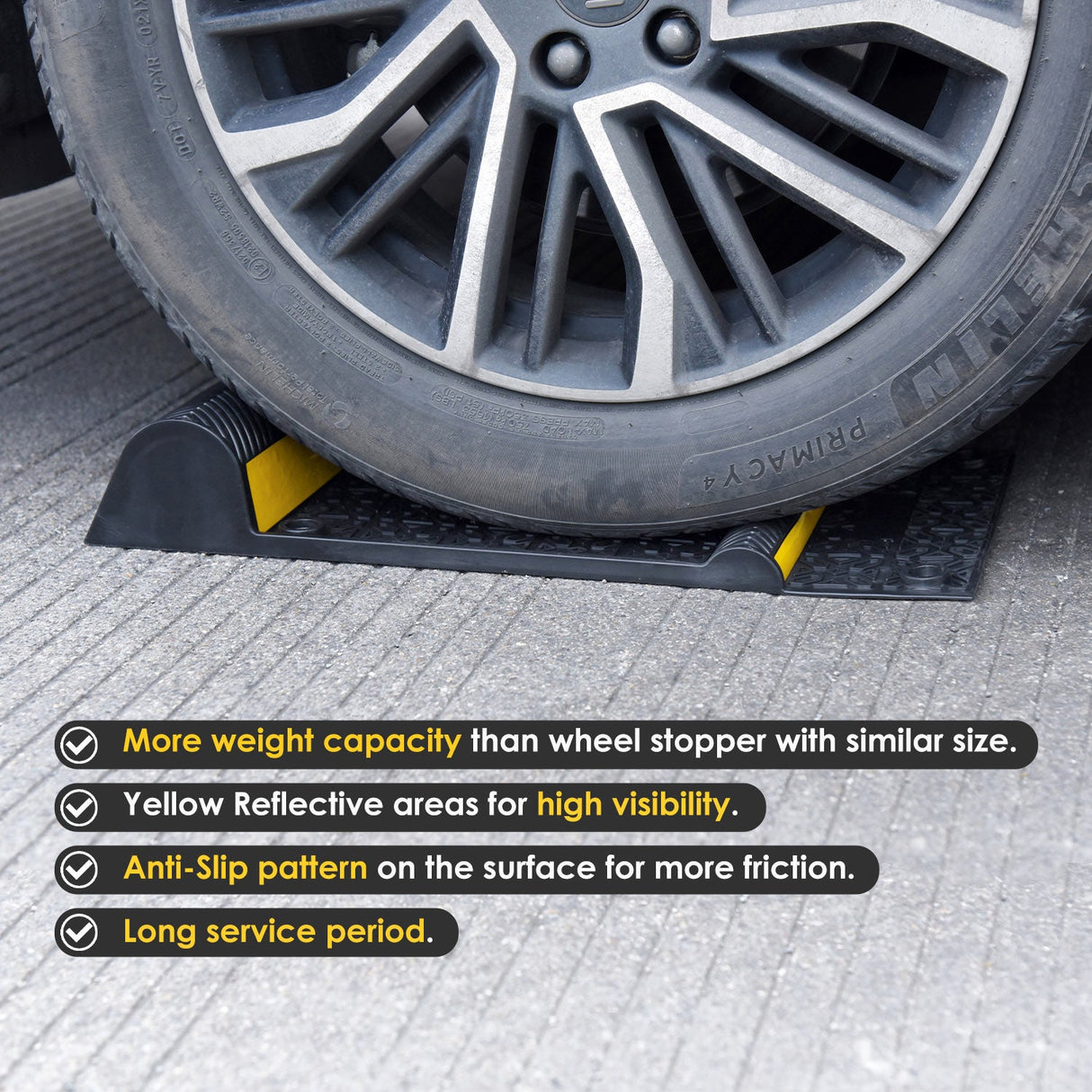 4PCS Car Parking Mat Self Adhesive with Yellow Reflective - In Use | Besea Cone