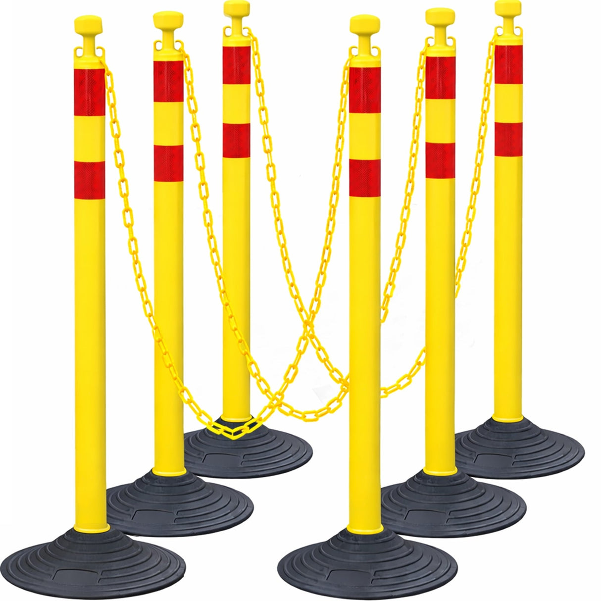 6-Pack Work Zone Safety Chain Post Set - High Visibility - View 15 | Besea Cone
