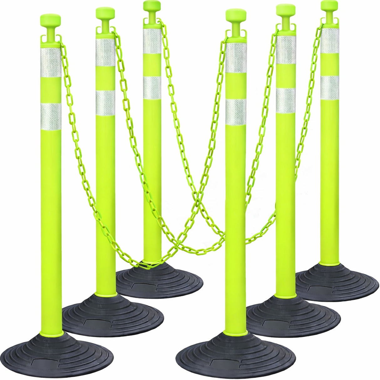 6-Pack Work Zone Safety Chain Post Set - High Visibility - View 14 | Besea Cone