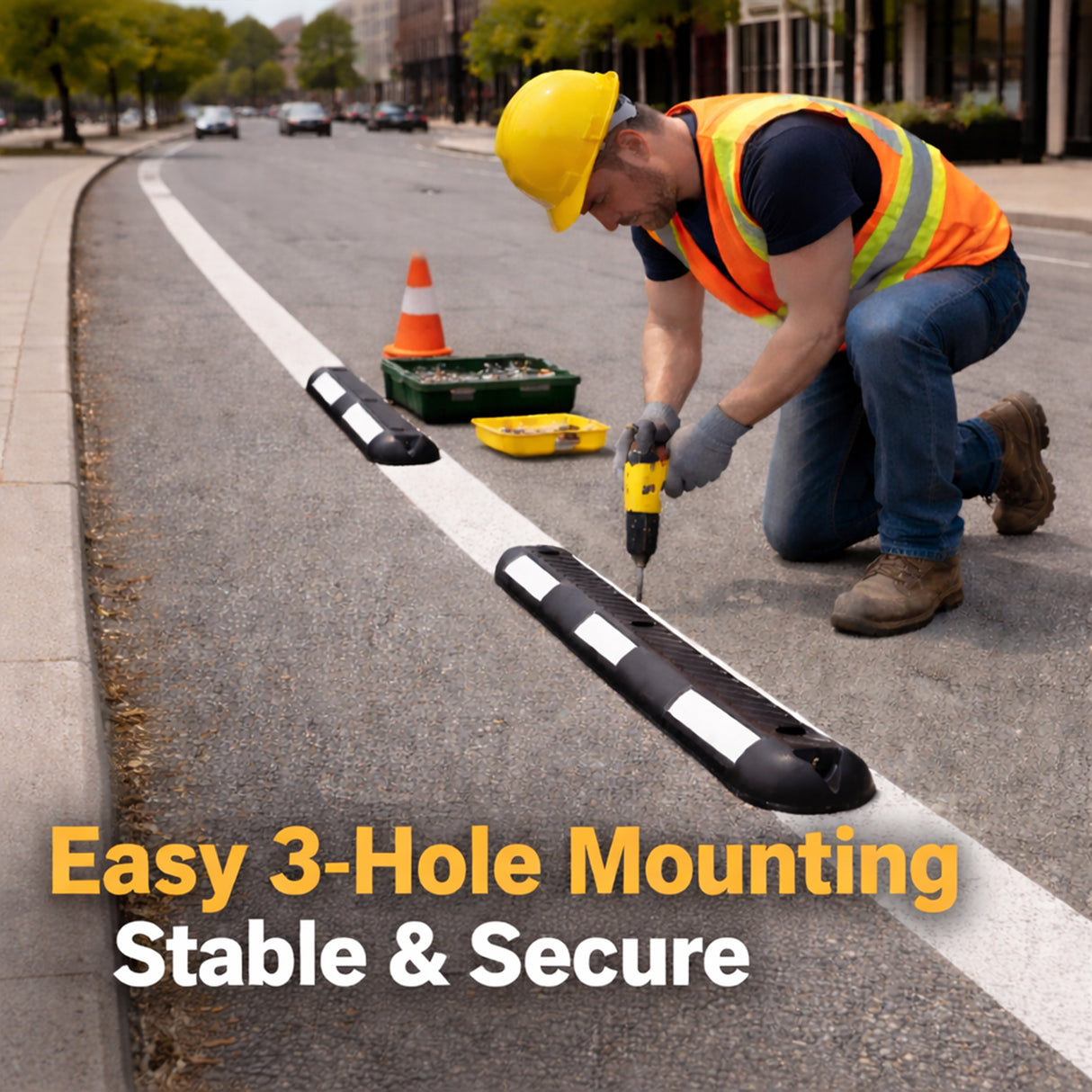 2PCS Bicyle Lane Separator Black/White - Close-Up | Besea Cone