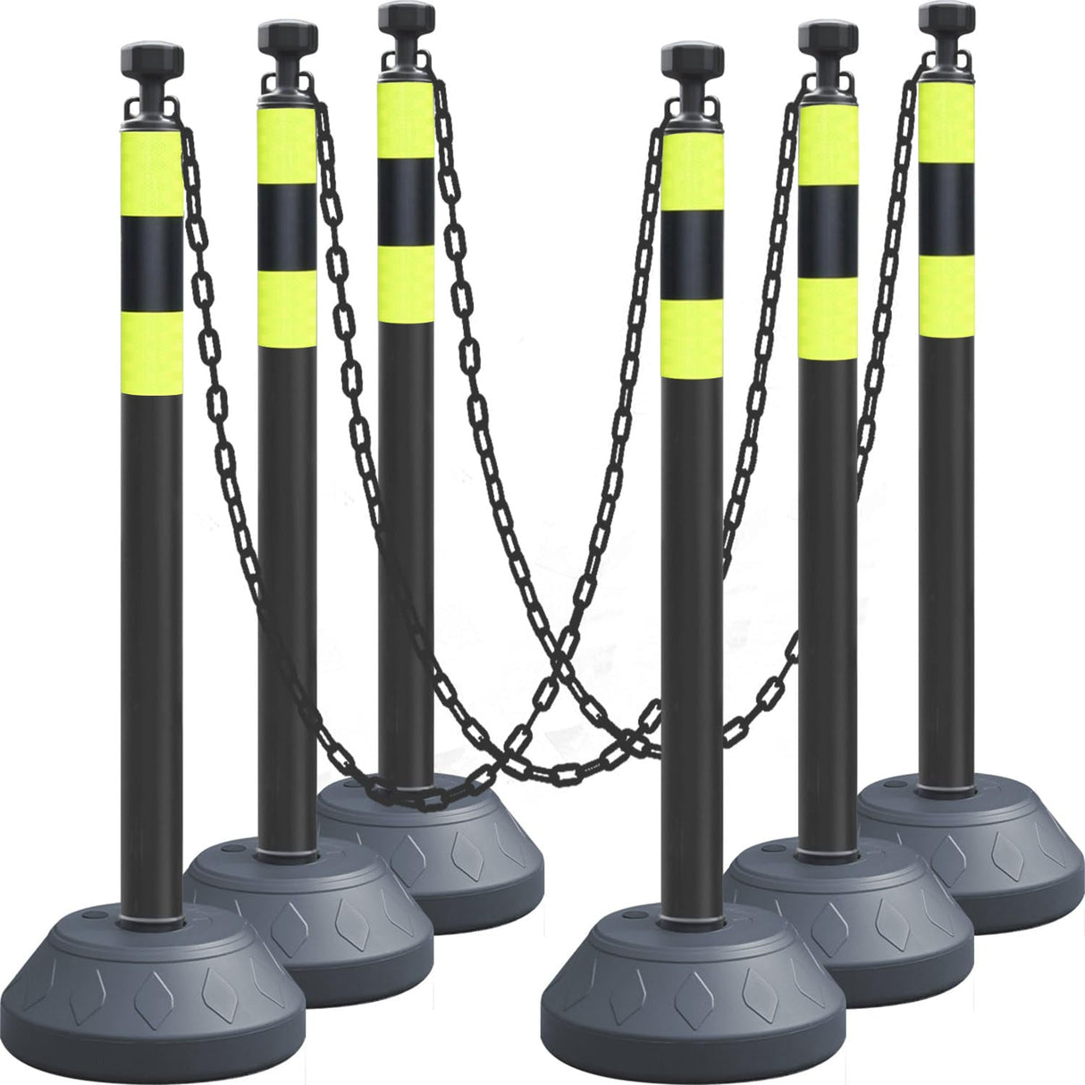 6-Pack Work Zone Safety Chain Post Set - High Visibility - View 11 | Besea Cone