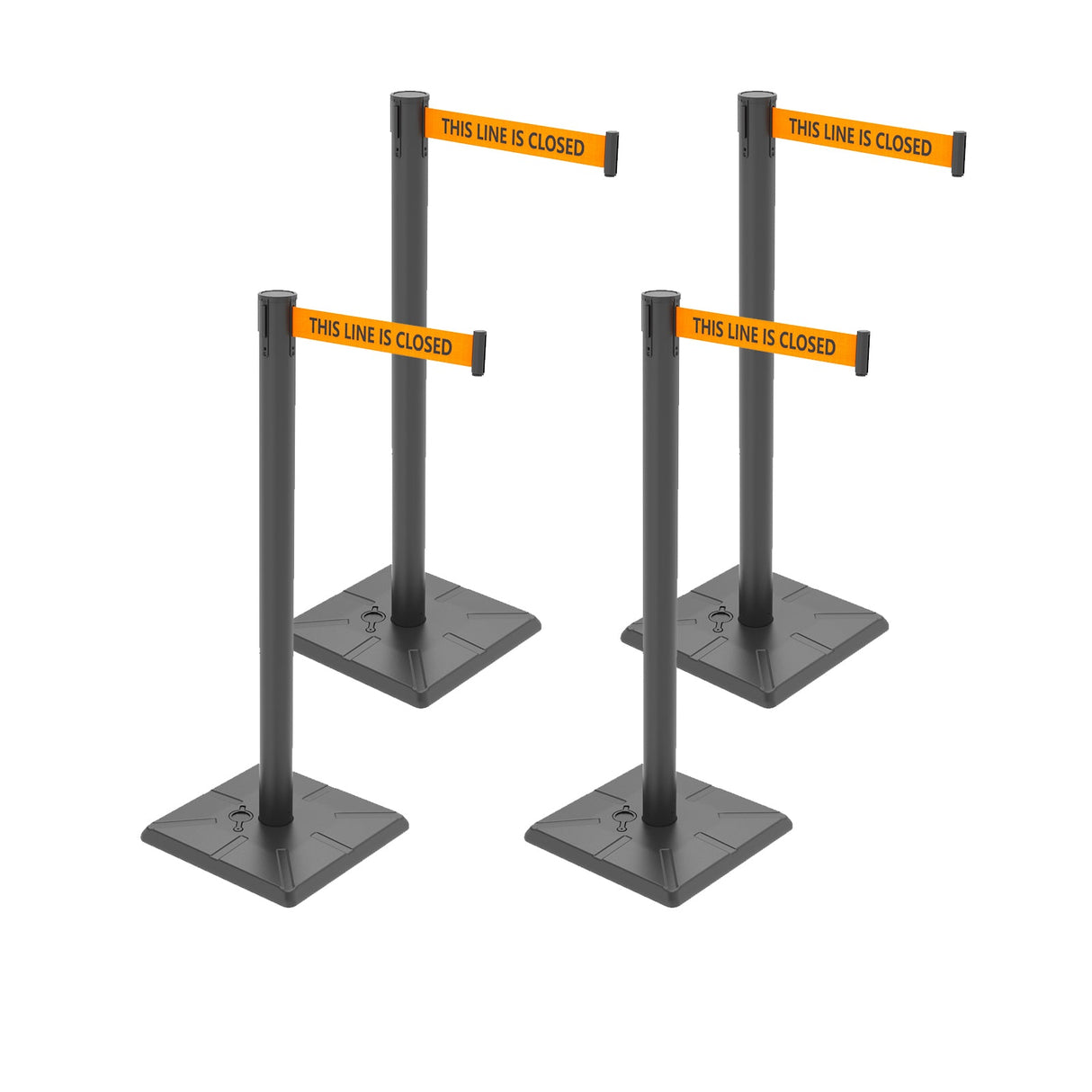 4-Pack 10ft Retractable Belt Barriers with "Caution - Do - View 51 | Besea Cone