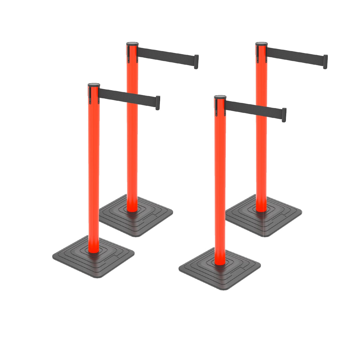 4-Pack 10ft Retractable Belt Barriers with "Caution - Do - View 30 | Besea Cone