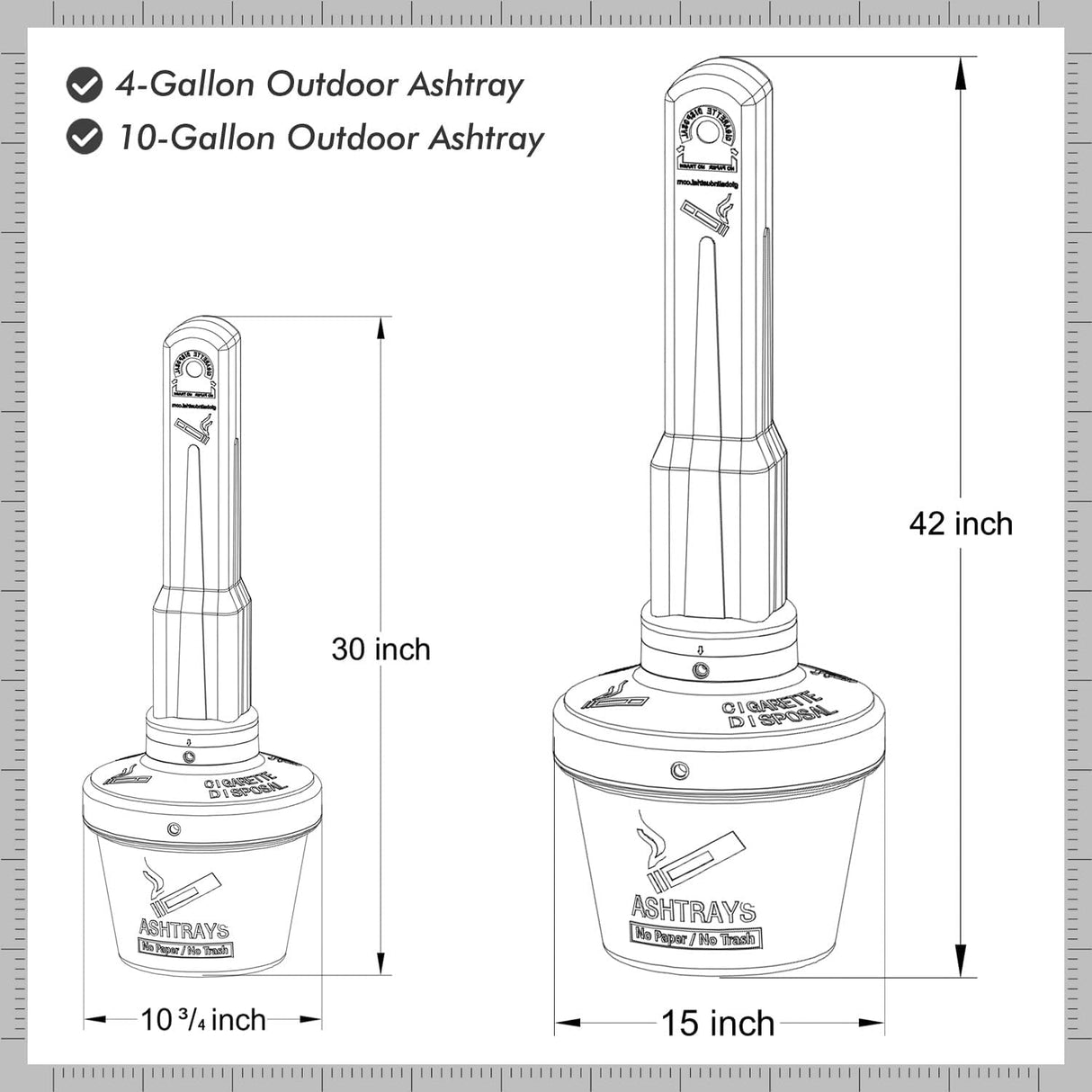 Outdoor AshTray Cigarette Butt Receptacle Disposal - Product Shot | Besea Cone