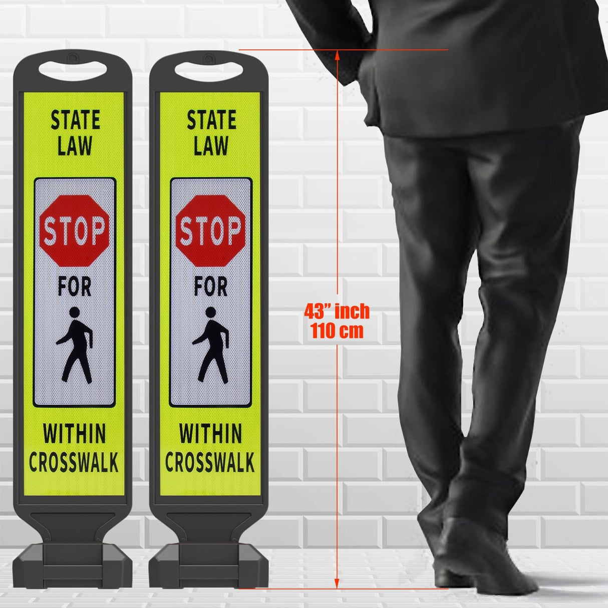 VILBLE 2-Pack 110 CM Double-Sided Reflective Safety Signs - Side View | Besea Cone