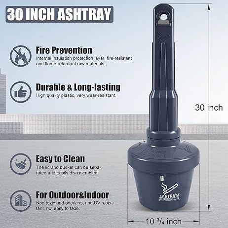 Outdoor AshTray Cigarette Butt Receptacle Disposal - Dimensions | Besea Cone