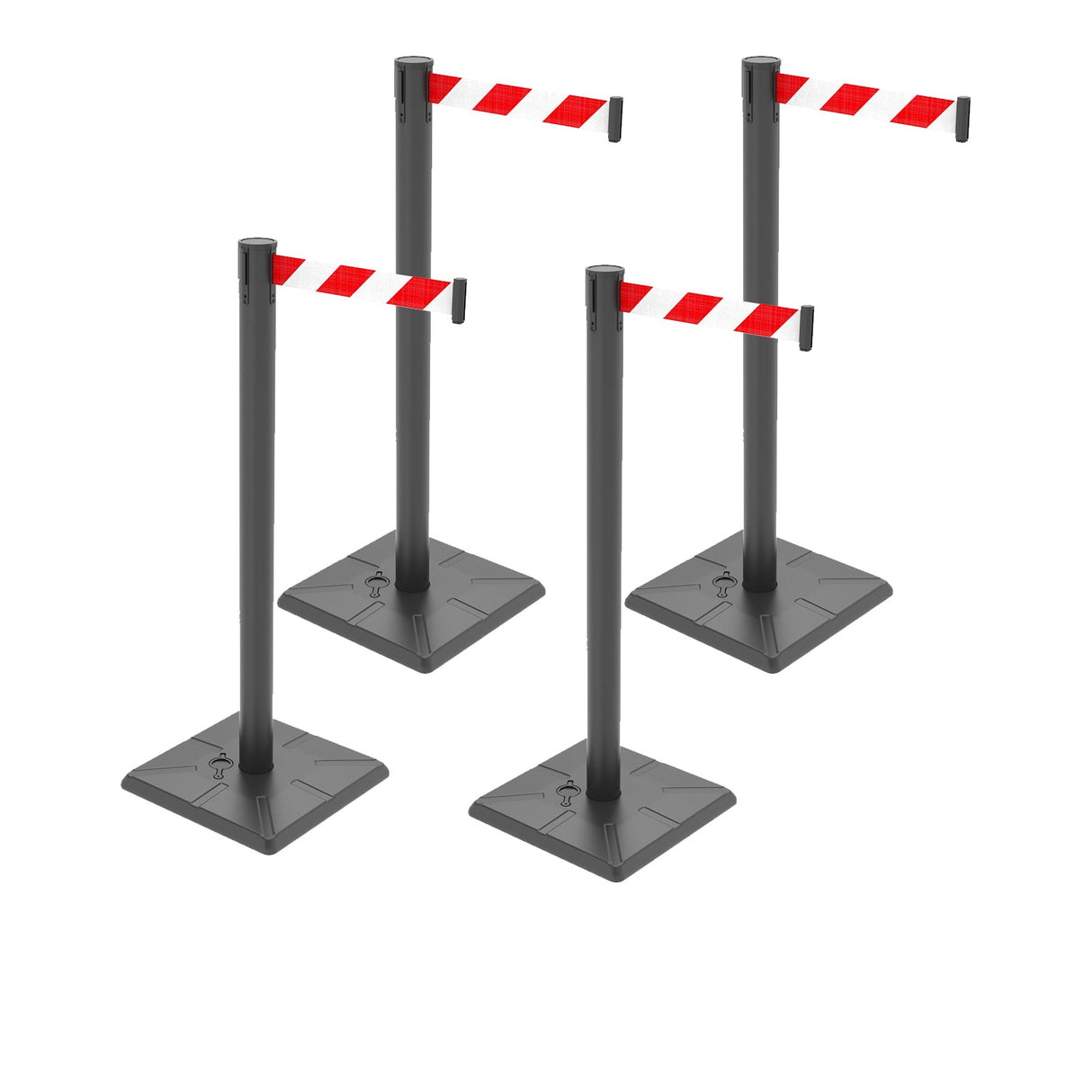 4-Pack 10ft Retractable Belt Barriers with "Caution - Do - View 45 | Besea Cone