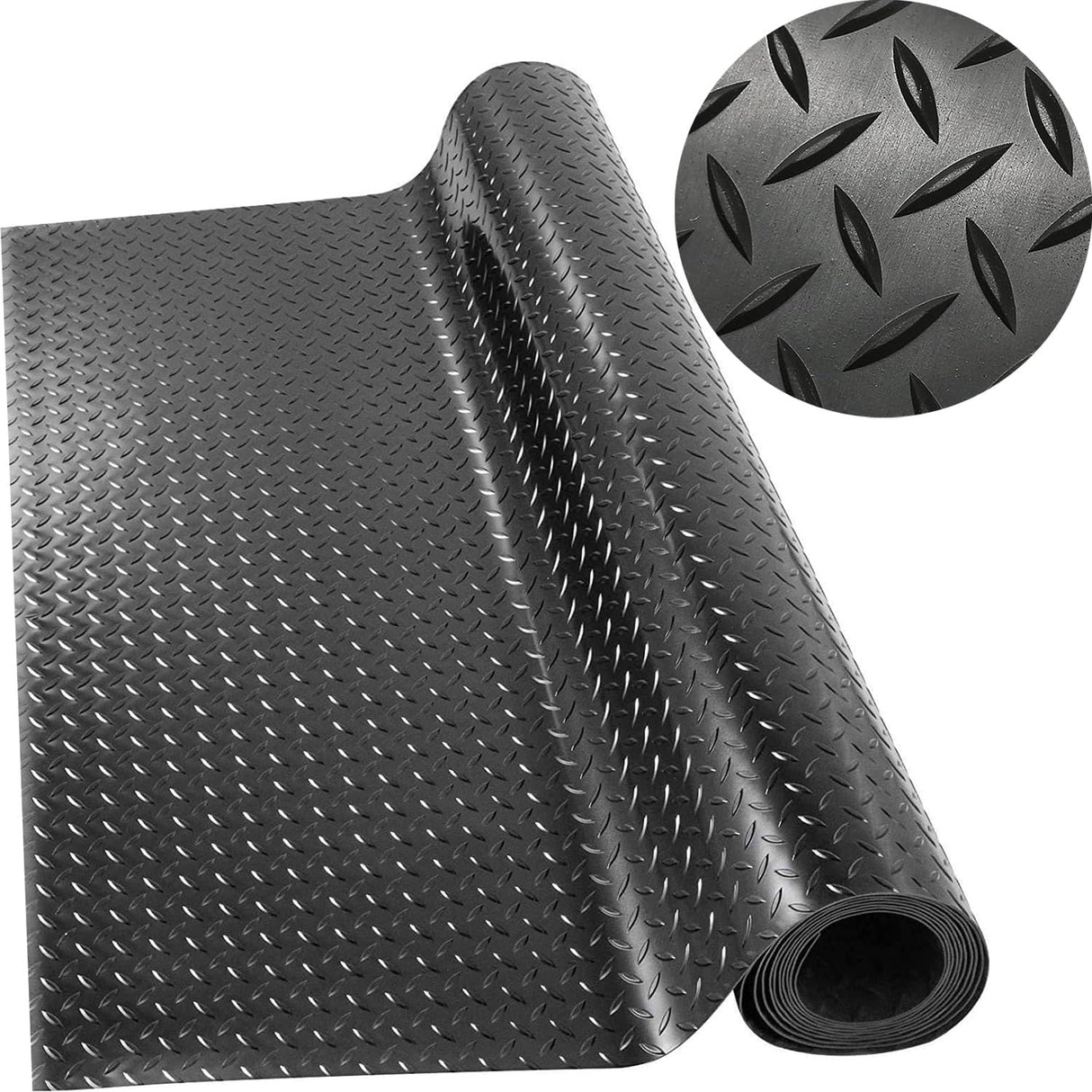 Diamond Plate Rubber Flooring Roll - Side View | Besea Cone