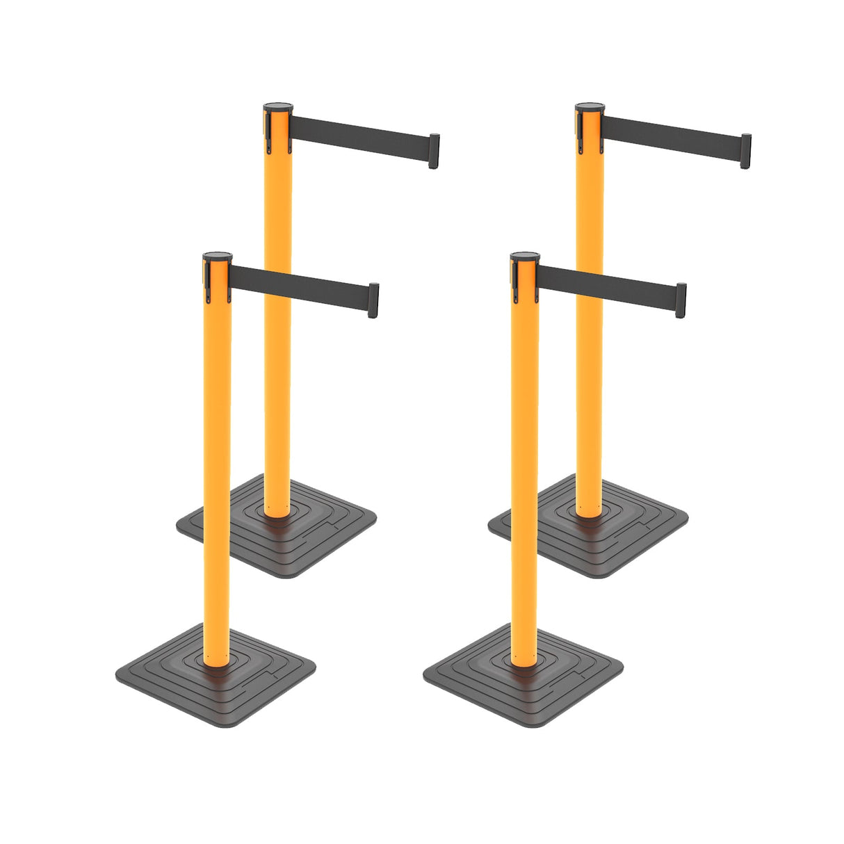 4-Pack 10ft Retractable Belt Barriers with "Caution - Do - Dimensions | Besea Cone