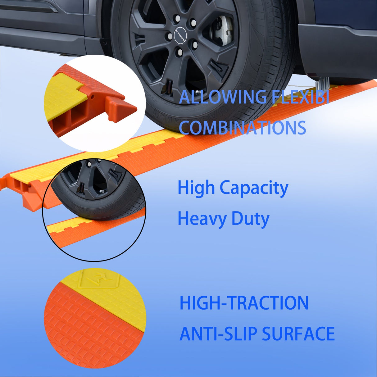 5/2/3 Channel 5 CM Orange/Yellow Eco-friendly Drive Over - Close-Up | Besea Cone