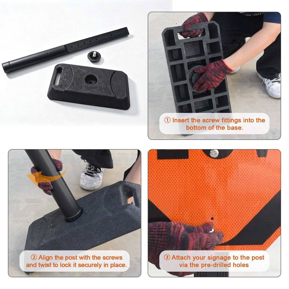 2-Pack 99 cm Portable Sign Holders with Rubber or Water-Fillable Bases - product view 3
