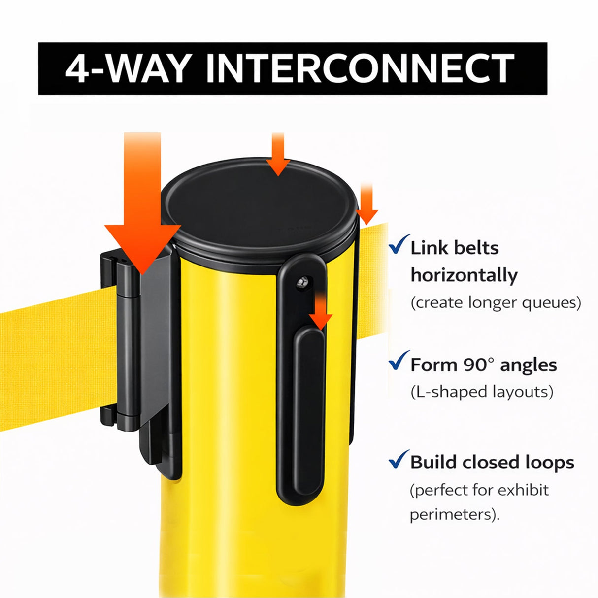 4-Pack 10ft Retractable Belt Barriers with "Caution - Do - Detail | Besea Cone