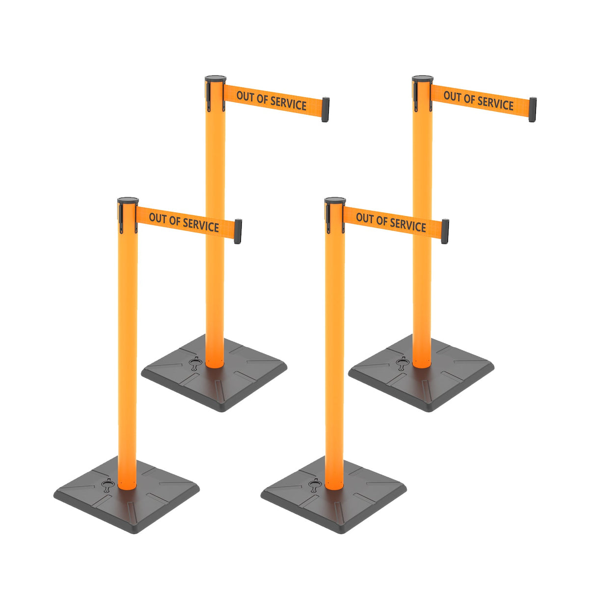 4-Pack 10ft Retractable Belt Barriers with "Caution - Do - View 61 | Besea Cone