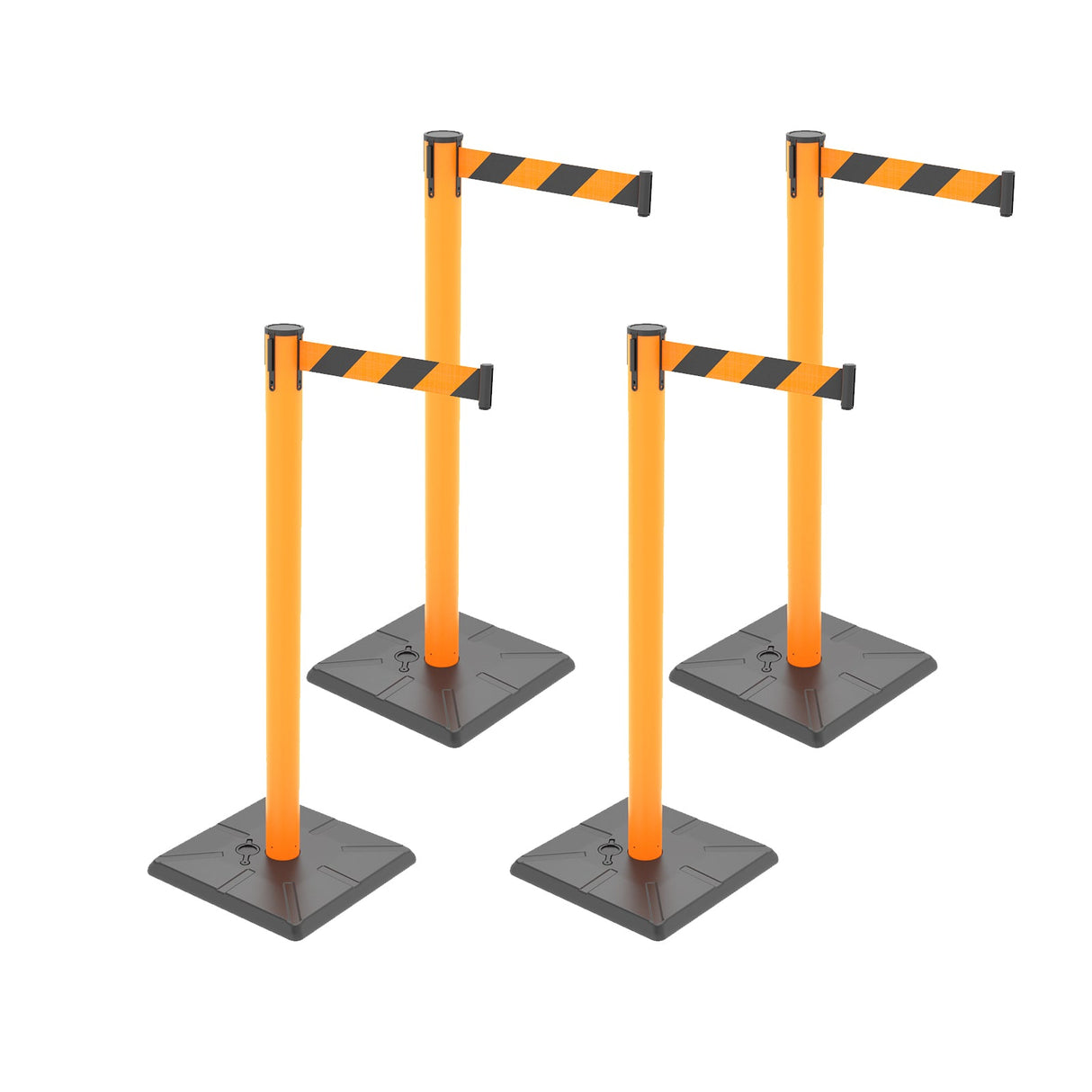 4-Pack 10ft Retractable Belt Barriers with "Caution - Do - View 55 | Besea Cone