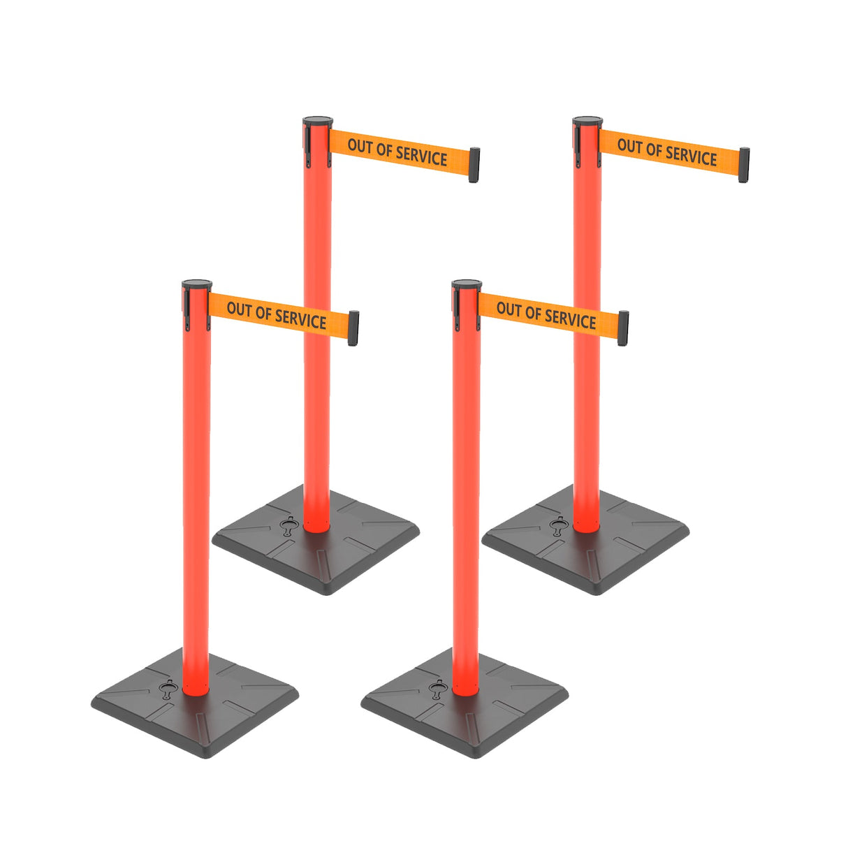 4-Pack 10ft Retractable Belt Barriers with "Caution - Do - View 72 | Besea Cone