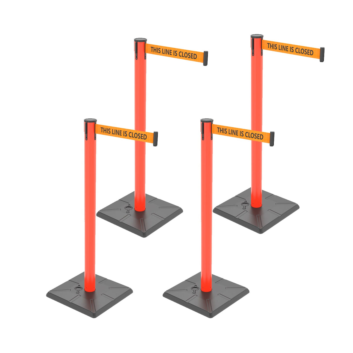 4-Pack 10ft Retractable Belt Barriers with "Caution - Do - View 73 | Besea Cone