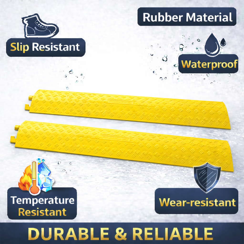 2PACK Black/Yellow Drop Over Cable Ramp Protective Cover - - Dimensions | Besea Cone