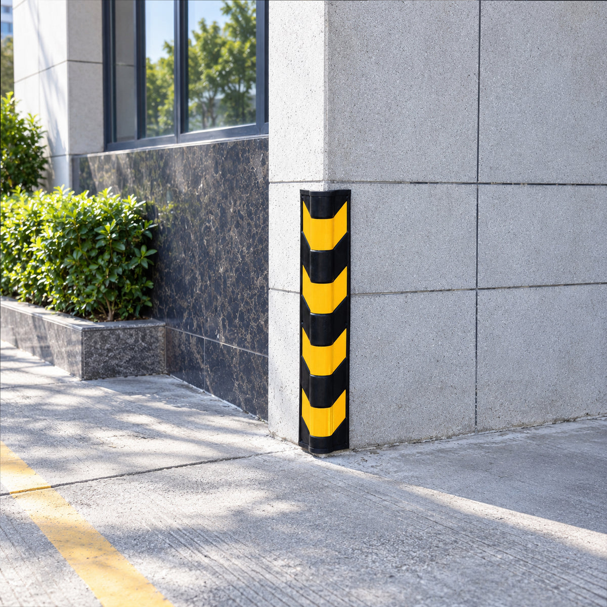 Protector de esquinas, amortiguador reflectante negro y amarillo para esquinas de pared de 80 cm con orificios pretaladrados