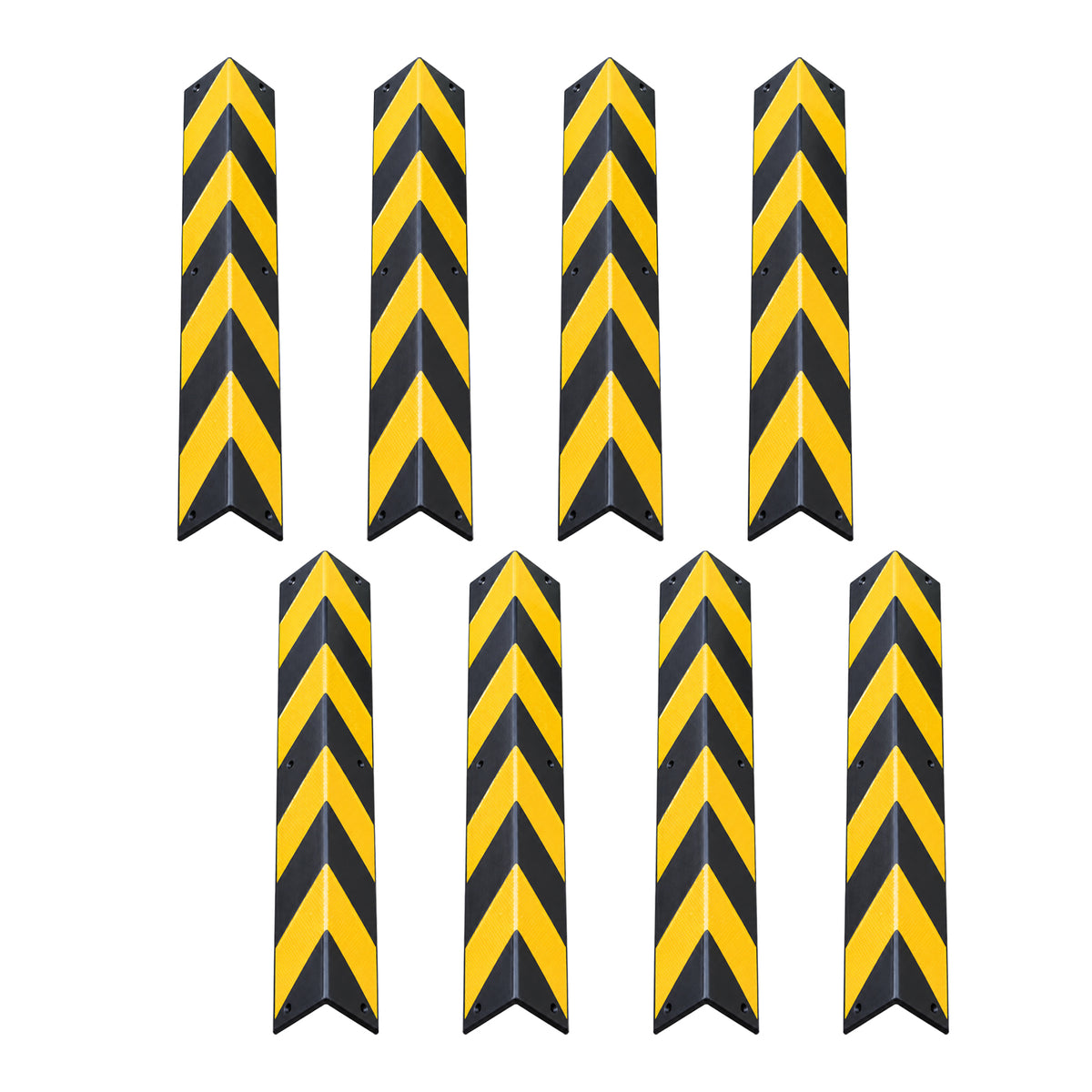 Protector de esquinas, amortiguador reflectante negro y amarillo para esquinas de pared de 80 cm con orificios pretaladrados