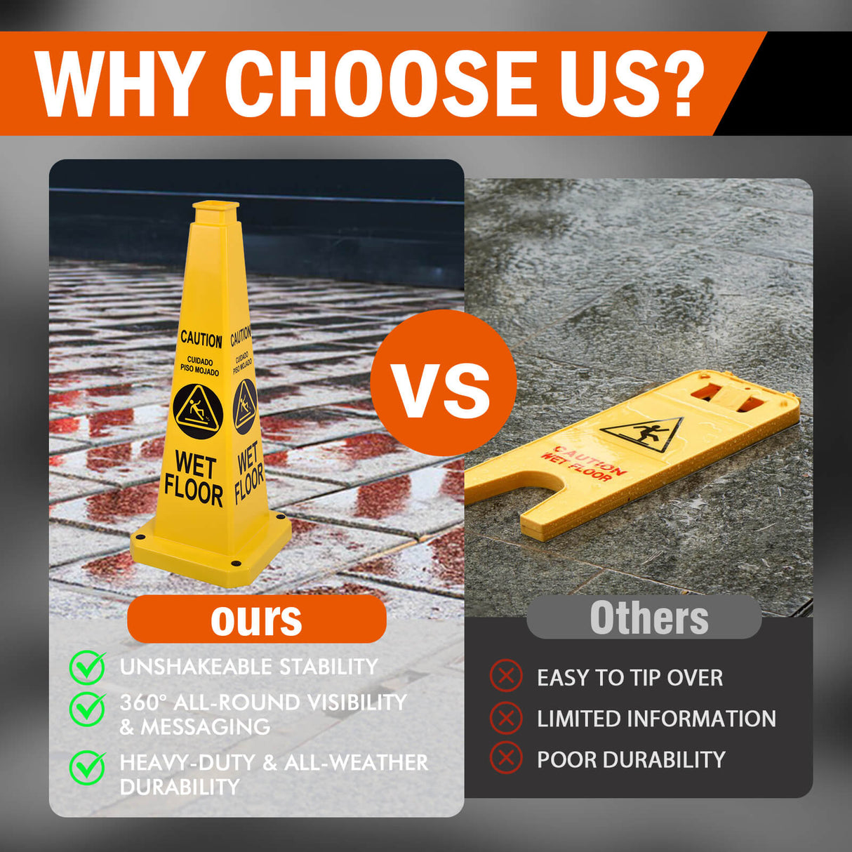70 CM Safety Caution Cone with Handle - Close-Up | Besea Cone