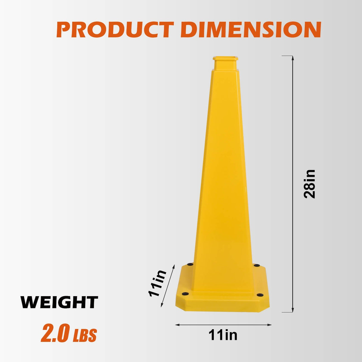 70/90 CM 4-Sided Message Cone, No Printing 6PCS - Side View | Besea Cone