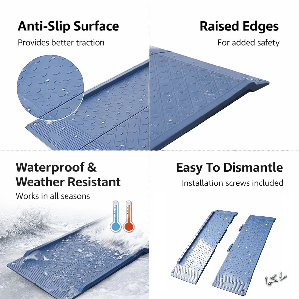 120 CM Wheelchair Ramp Low-Profile Threshold Ramp with - Top View | Besea Cone