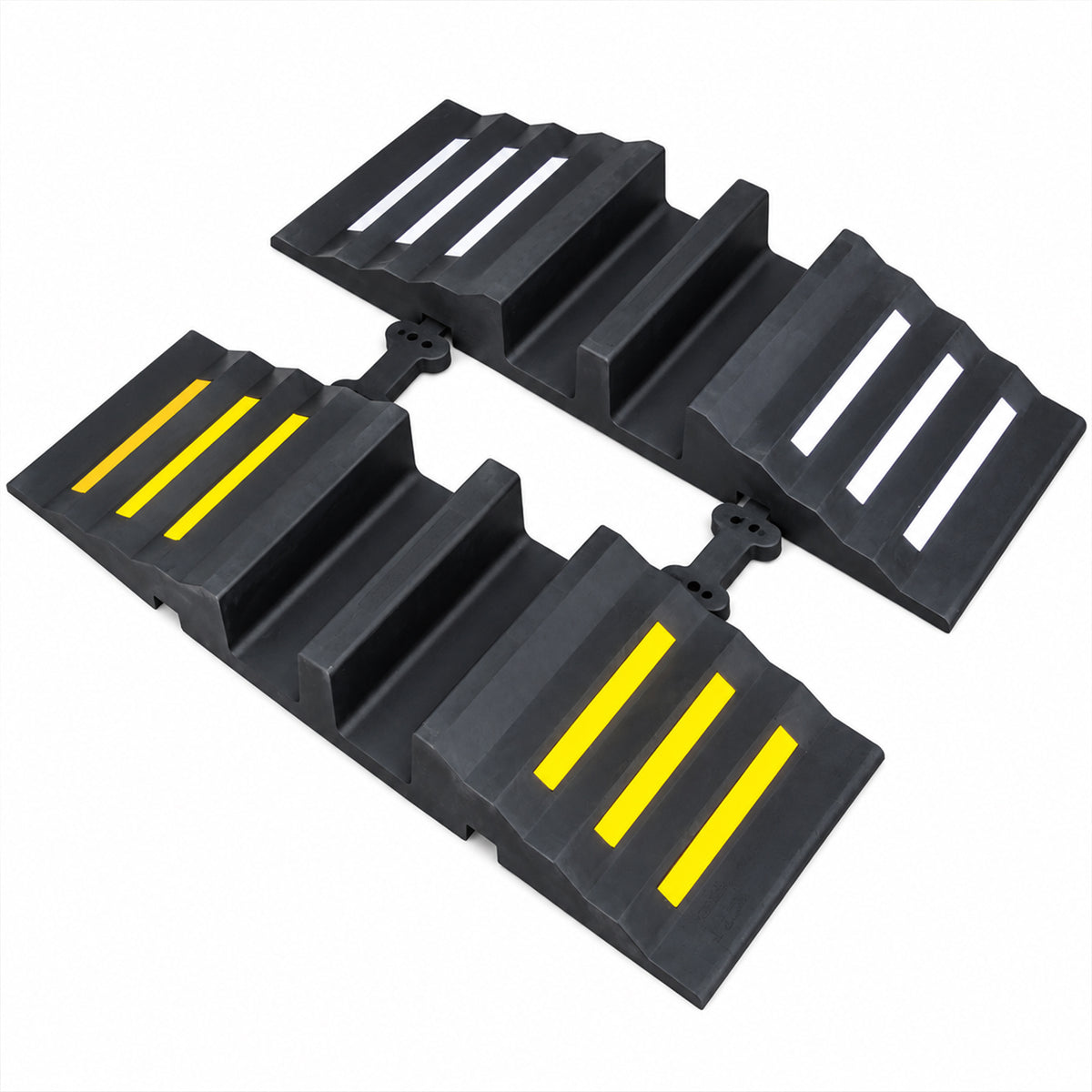2 PCS 2-Channel Rubber Hose Ramp with Reflective Strips
