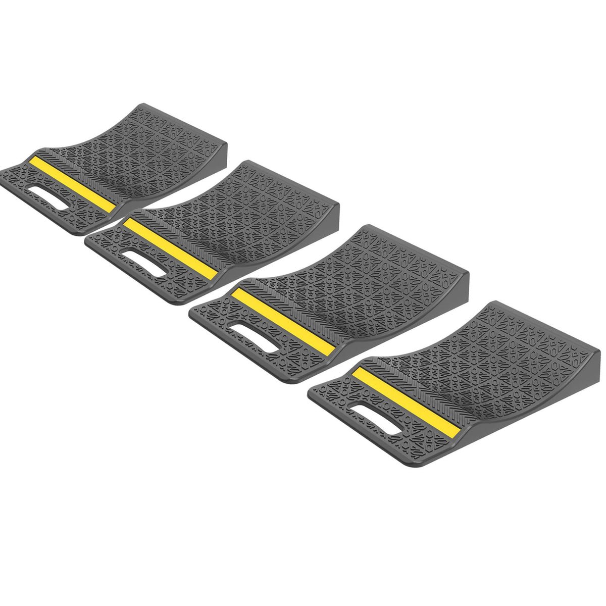 4PCS Car Parking Mat Self Adhesive with Yellow Reflective Stripe