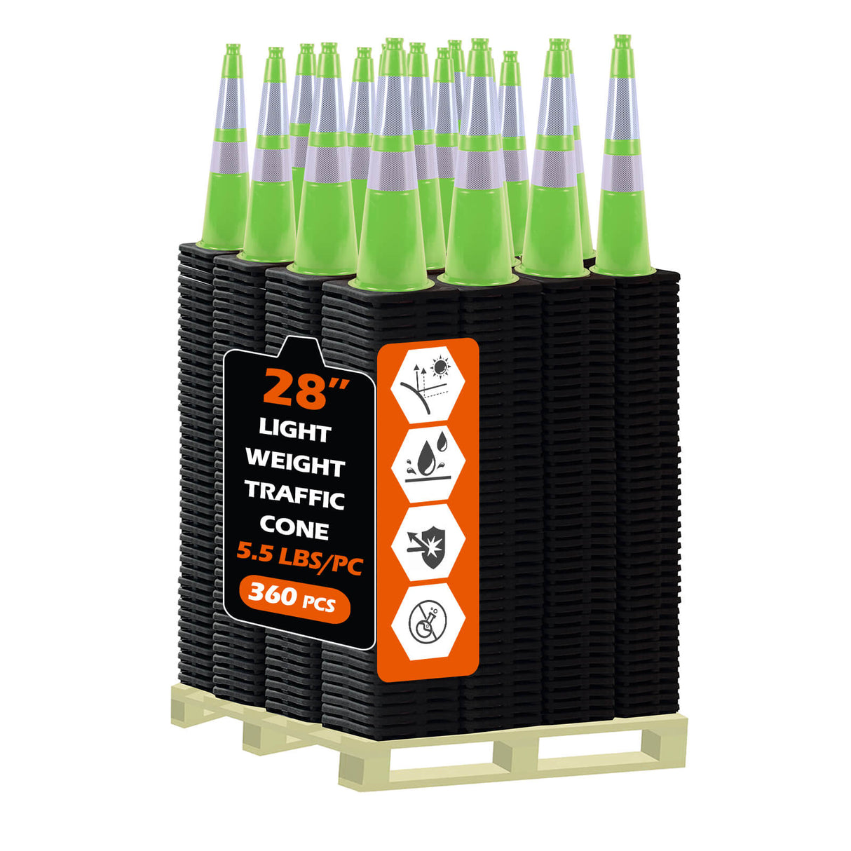 Light Weight Black Base Economy Traffic Cones - Main Product Image | Besea Cone