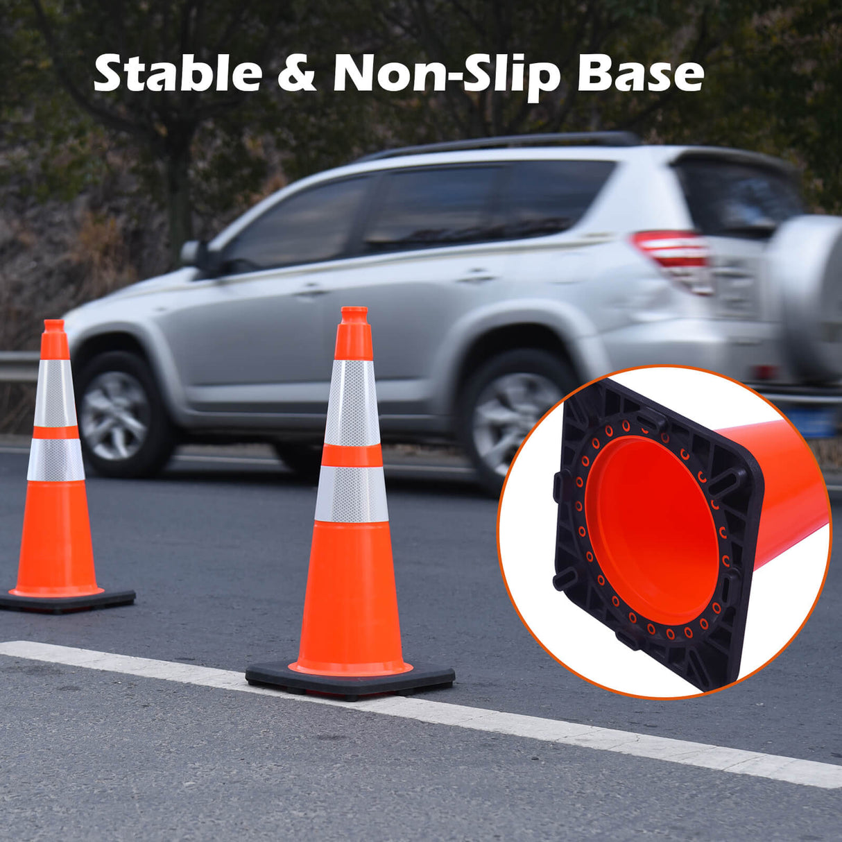 Light Weight Black Base Economy Traffic Cones - Detail | Besea Cone