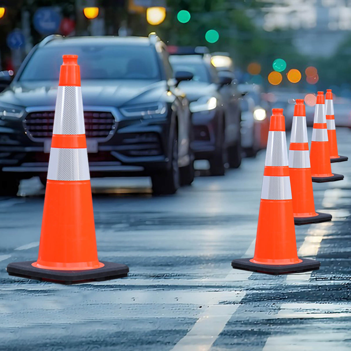 Light Weight Black Base Economy Traffic Cones - Dimensions | Besea Cone