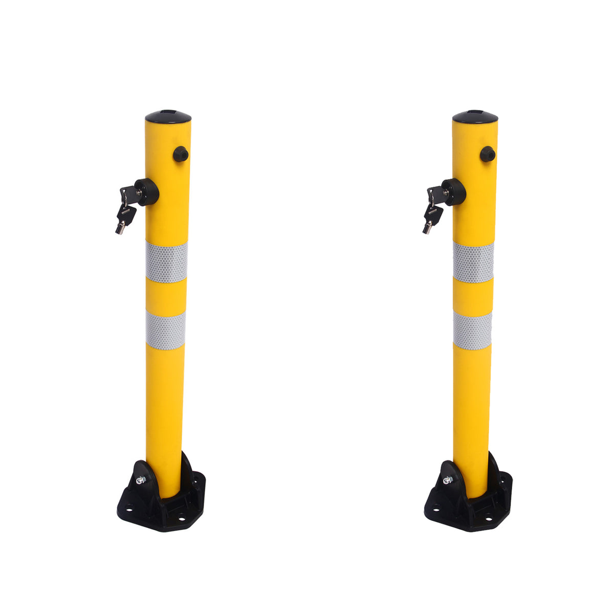 Fold Down Parking Bollard with Lock, Keys and Reflective Strips