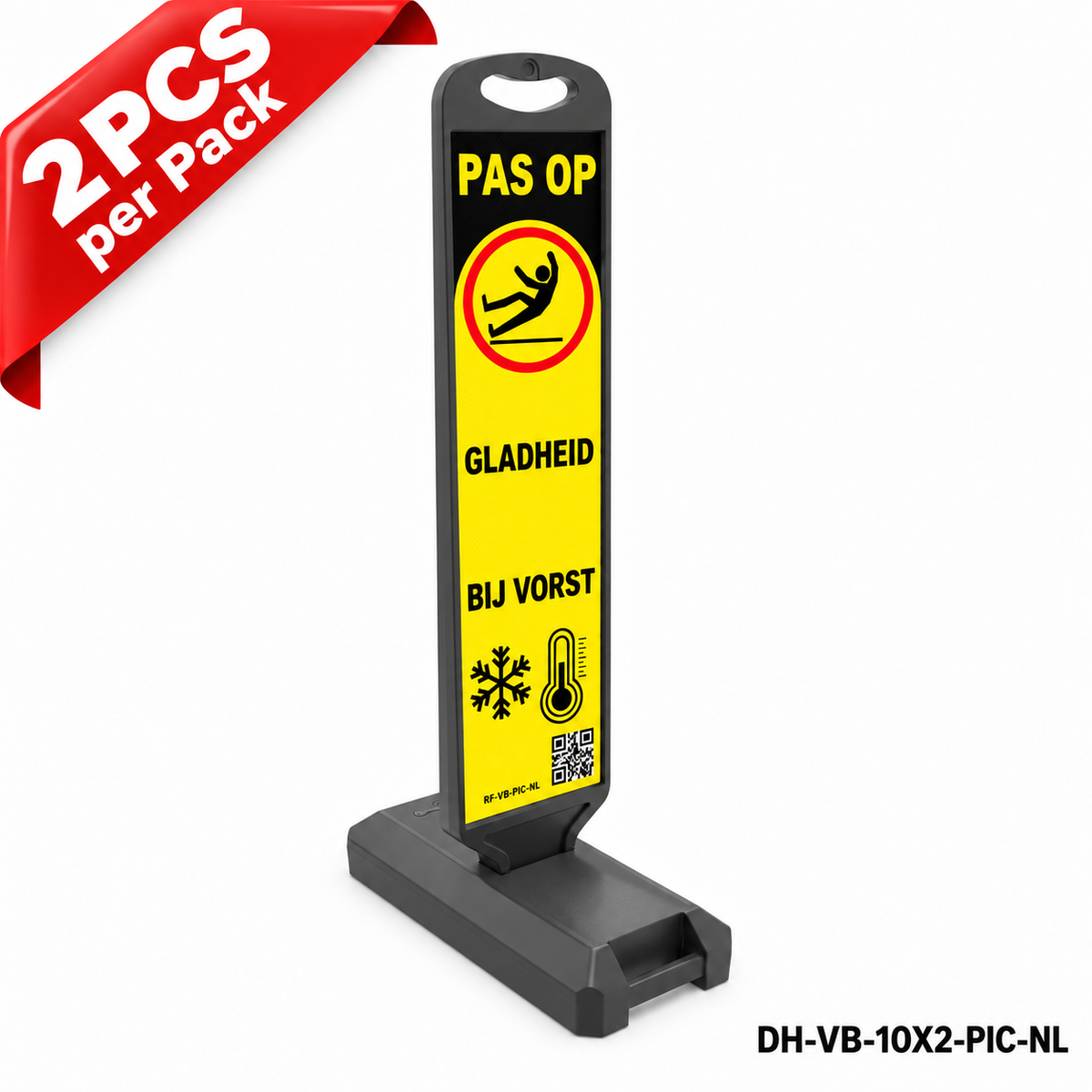 DH-VB-10X2-PIC-NL | CAUTION ICY | Water Filled Base | NL-Dutch