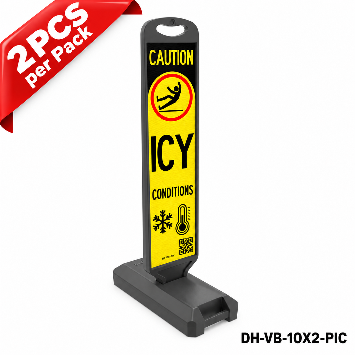 DH-VB-10X2-PIC | CAUTION ICY | Water Filled Base | English