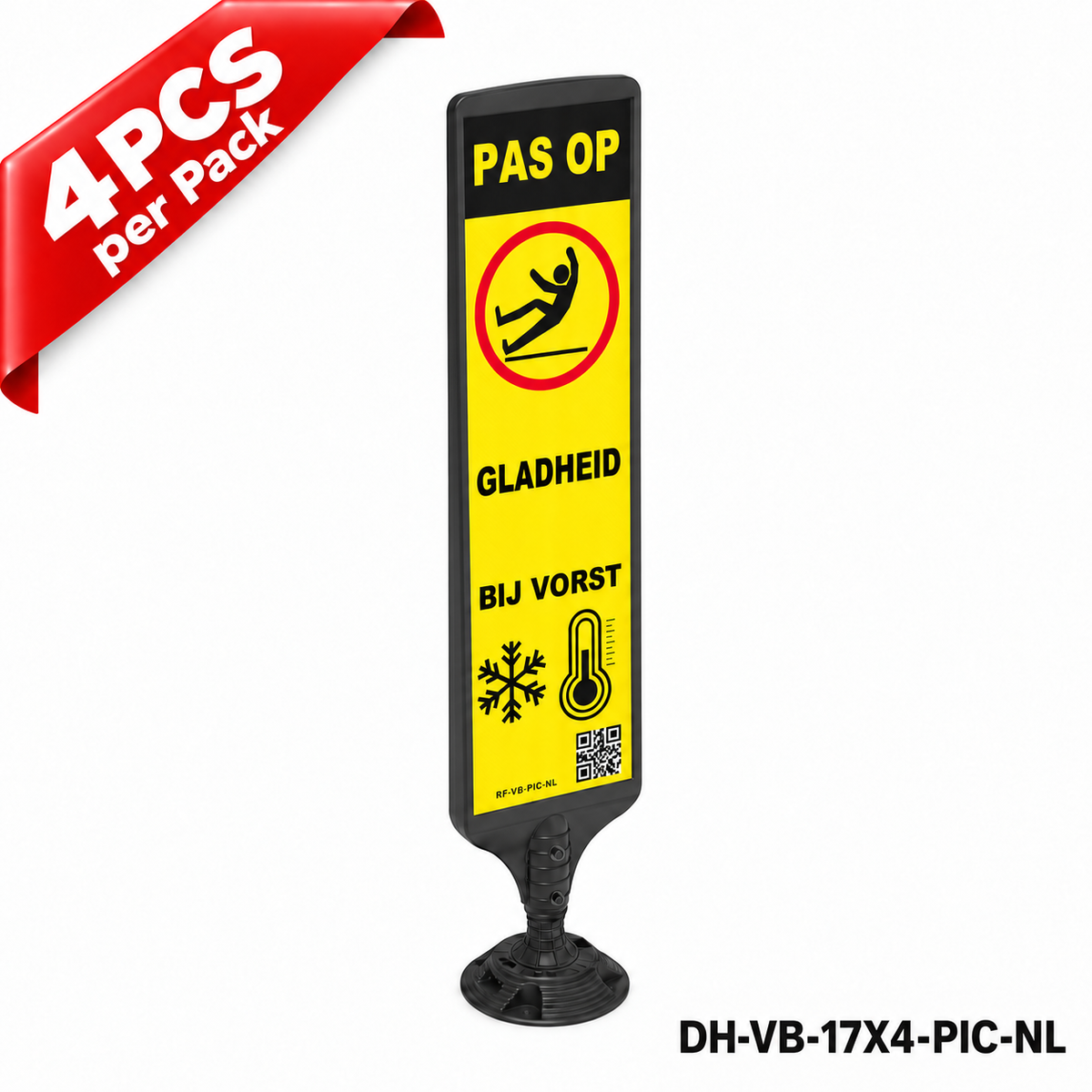 DH-VB-17X4-PIC-NL | CAUTION ICY | Surface Mount Fixed Base | NL-Dutch