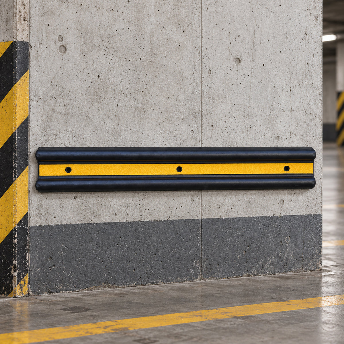 Rubber Bumper Guard with Yellow Reflective Strip