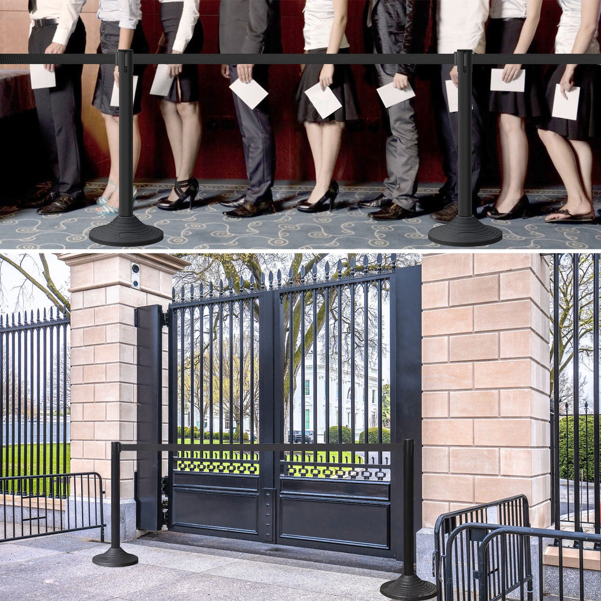 Plastic Retractable Stanchion with 300 CM Black Belt - Close-Up | Besea Cone