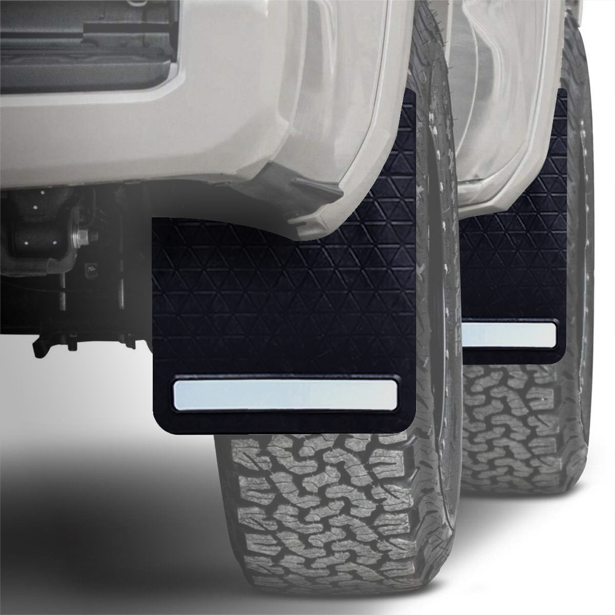 2-Pack Adjustable Hitch Mud Flaps, Heavy-Duty Rubber, - Top View | Besea Cone