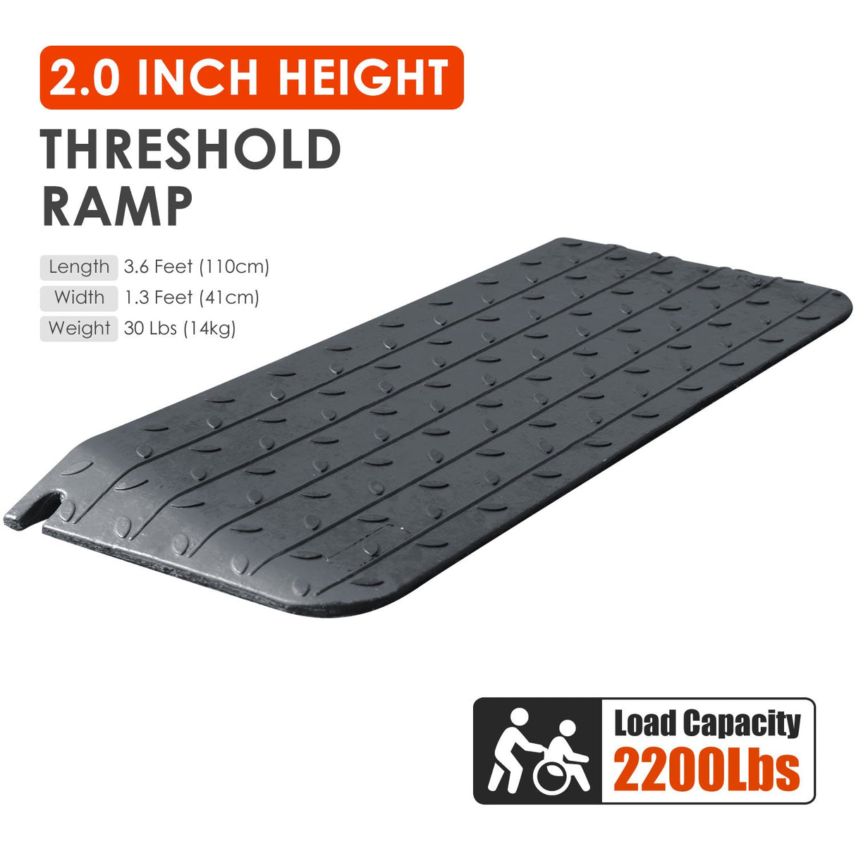 Rubber Doorway Wheelchair Ramp Height 1 to 10 CM - Top View | Besea Cone