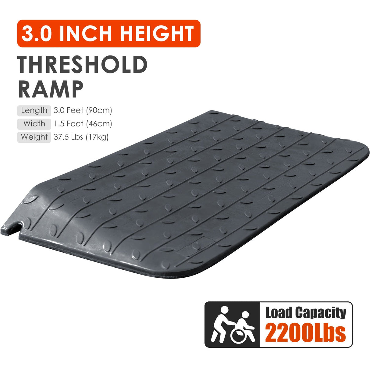 Rubber Doorway Wheelchair Ramp Height 1 to 10 CM - Close-Up | Besea Cone