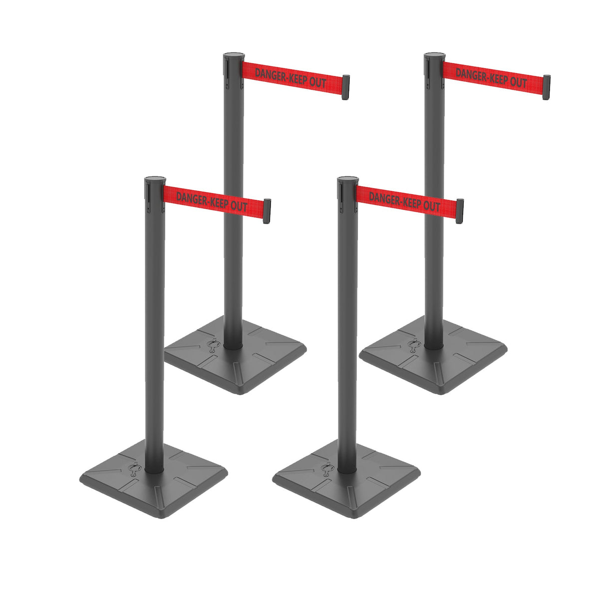 4-Pack 10ft Retractable Belt Barriers with "Caution - Do - View 48 | Besea Cone