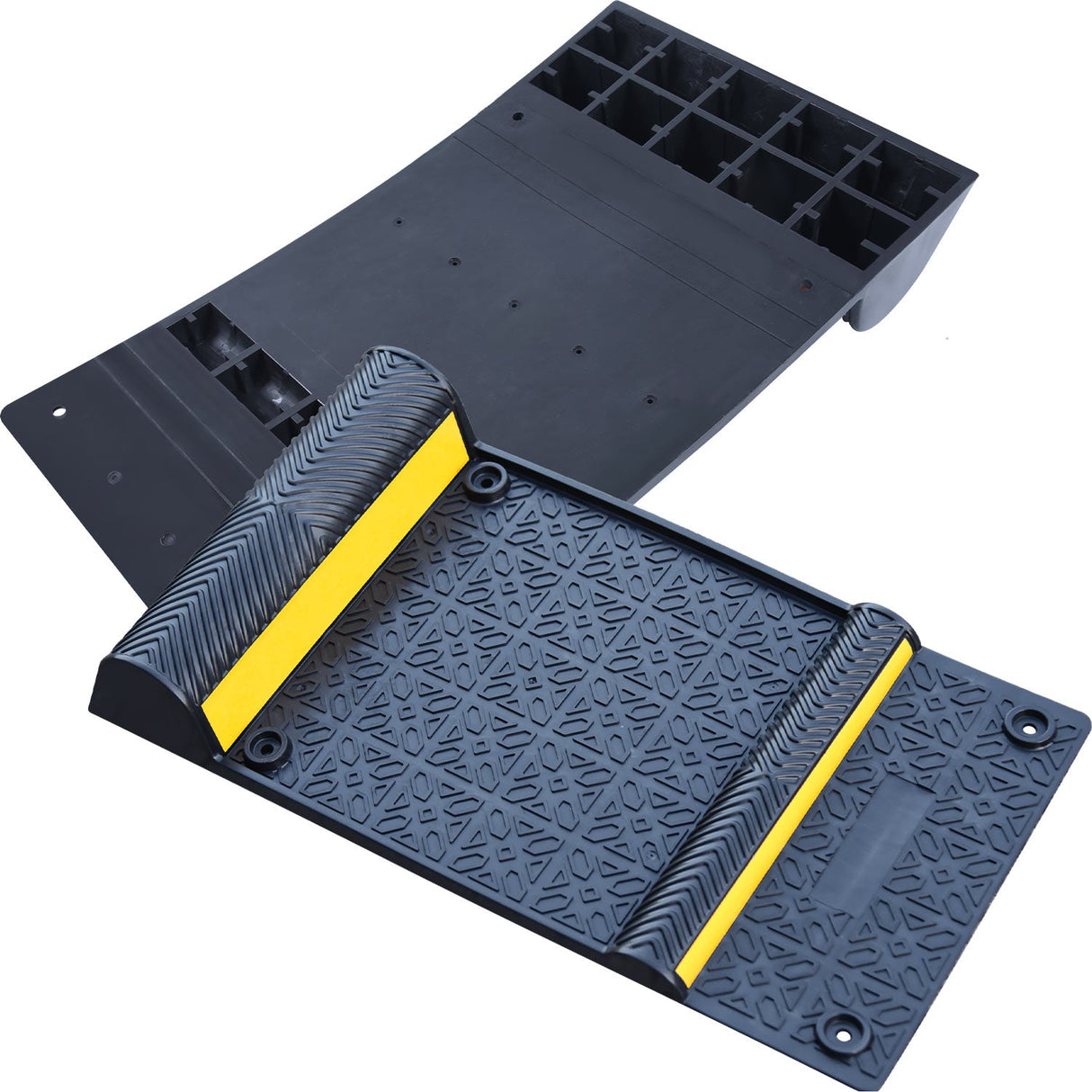 4PCS Car Parking Mat Self Adhesive with Yellow Reflective - Side View | Besea Cone