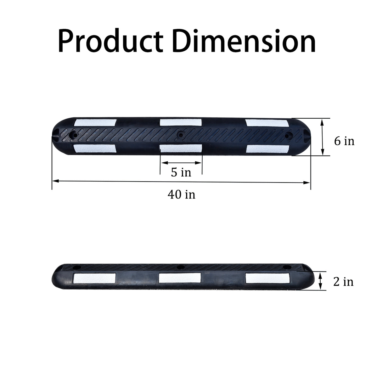 2PCS Bicyle Lane Separator Black/White - Side View | Besea Cone