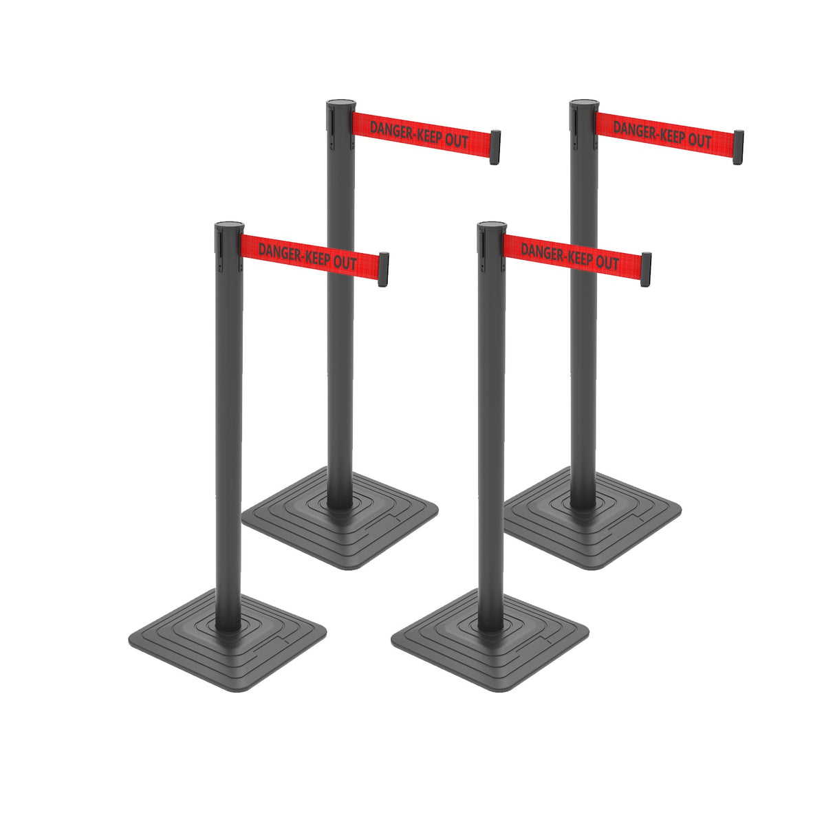 4-Pack 10ft Retractable Belt Barriers with "Caution - Do - View 25 | Besea Cone