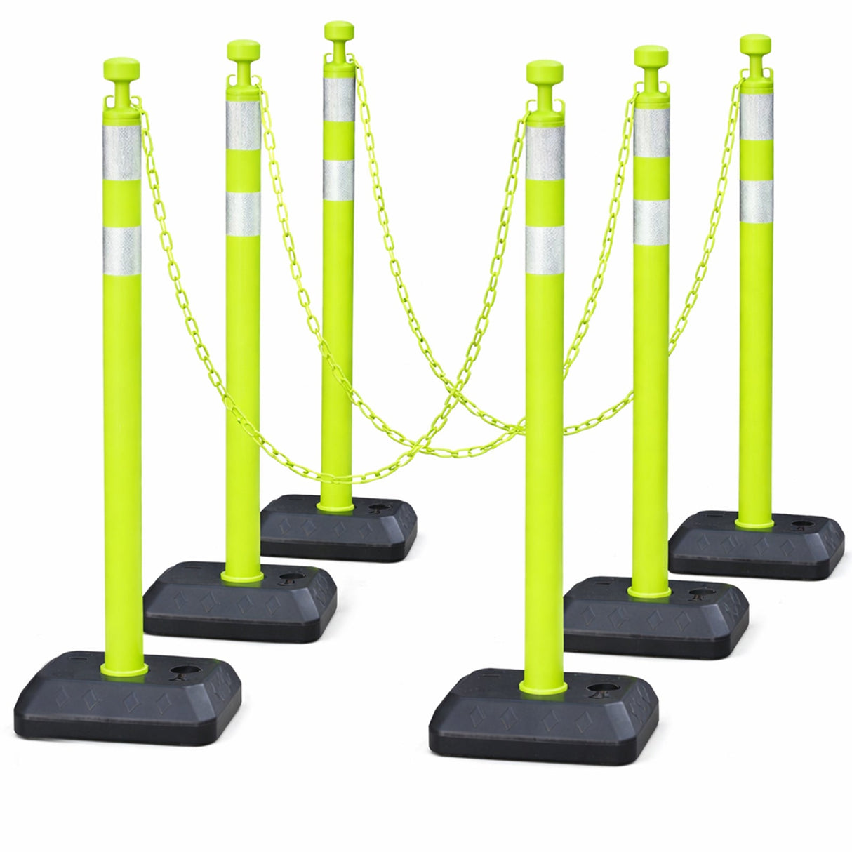 6-Pack Work Zone Safety Chain Post Set - High Visibility - View 19 | Besea Cone