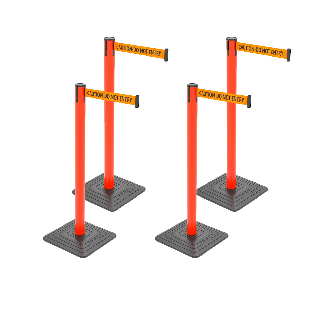 4-Pack 10ft Retractable Belt Barriers with "Caution - Do - View 75 | Besea Cone